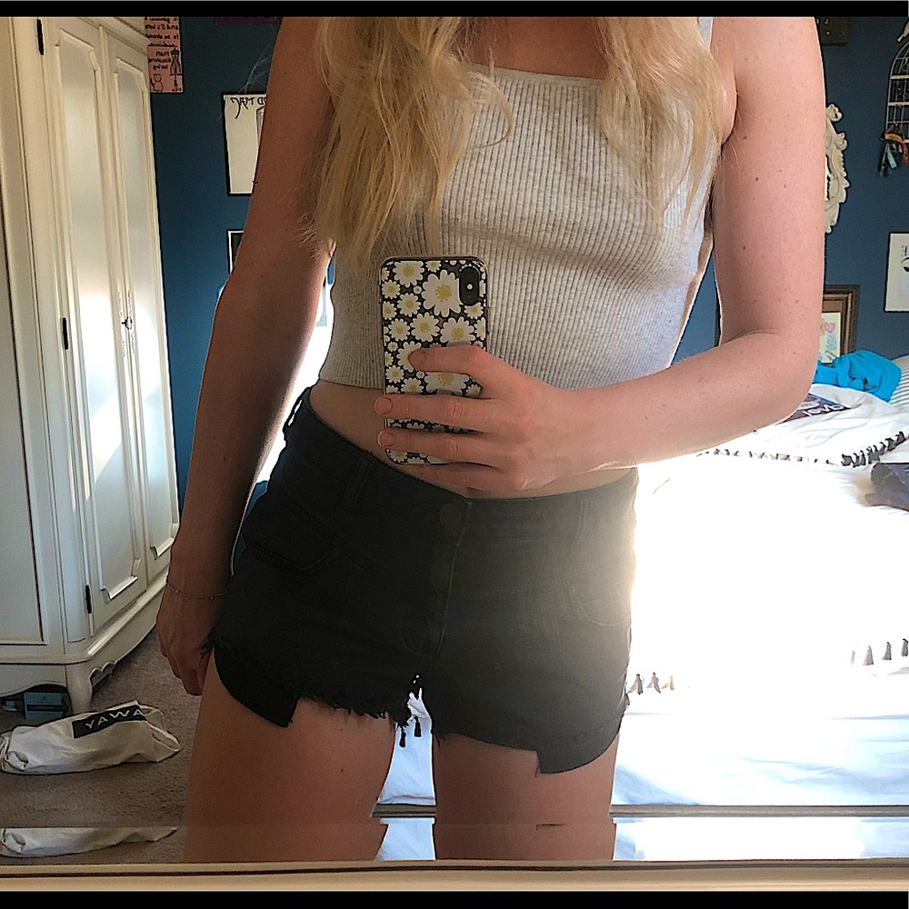 Free People Black Jean Shorts